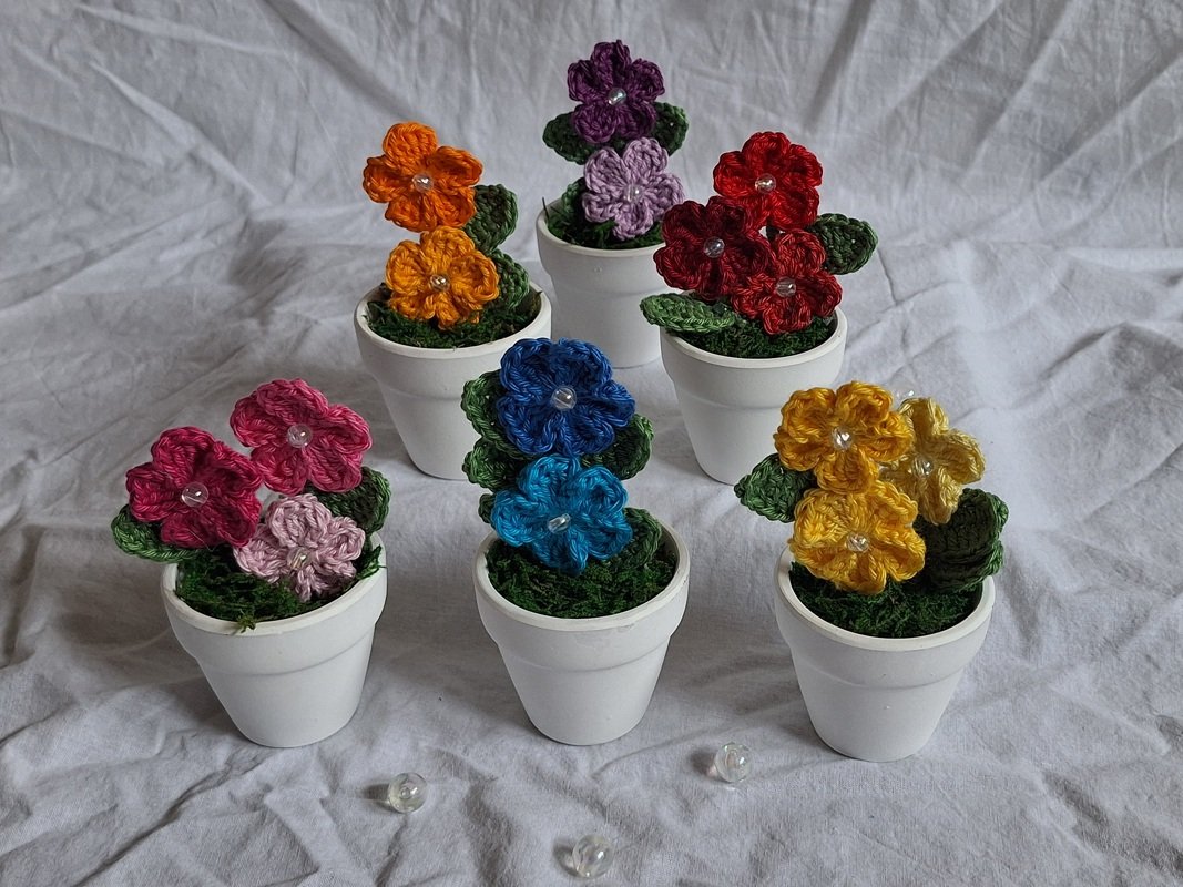 Kleine Blumen - Geschenkidee, Resteverwertung - Häkelanleitung - Bild 4