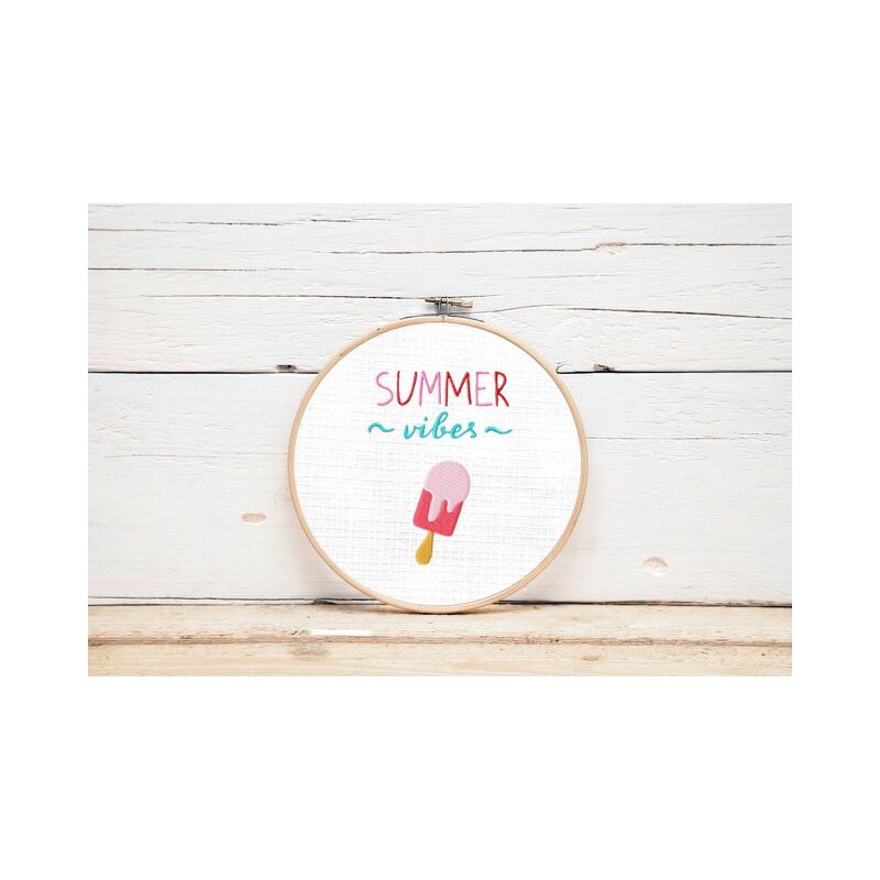 Stickdatei Summer Vibes 2 10x10 13x18 Applikation Sommer Schrift sticken So - Bild 5