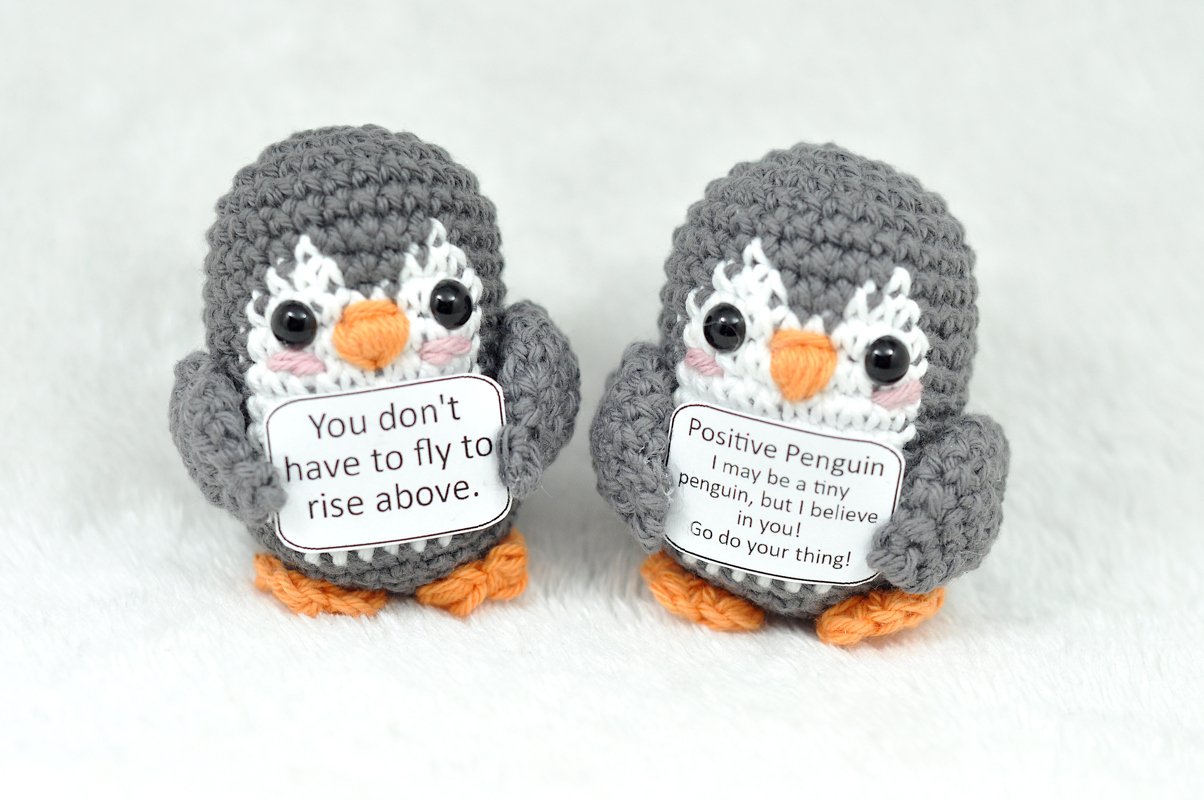 Crochet Pattern Penguin with Sweet Quote