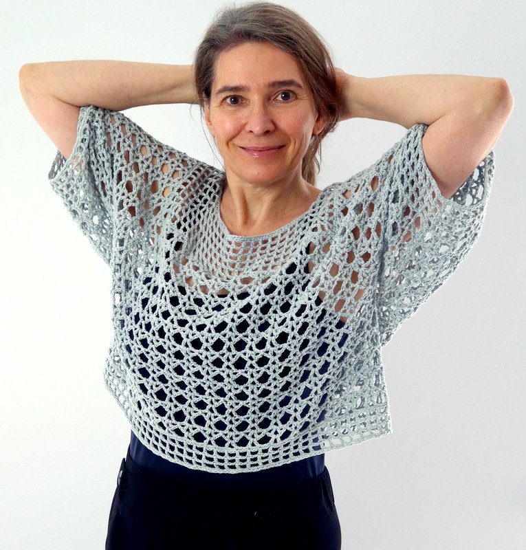 Tunic, Summer Sweater, Mesh Shirt "Sophia" (top-down raglan) - Image 3