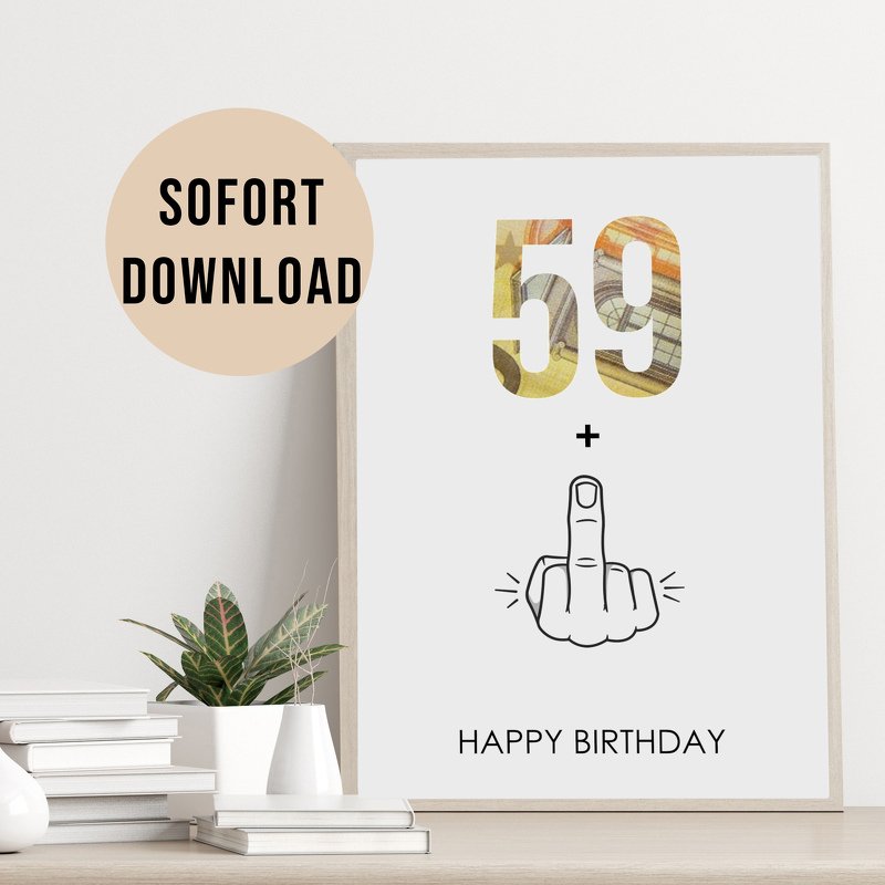 Poster GELDGESCHENK Geburtstag 60 Mittelfinger DOWNLOAD