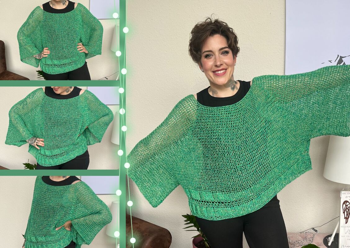 Häkelanleitung 1-BOBBEL-PULLI "SONNENGLANZ"