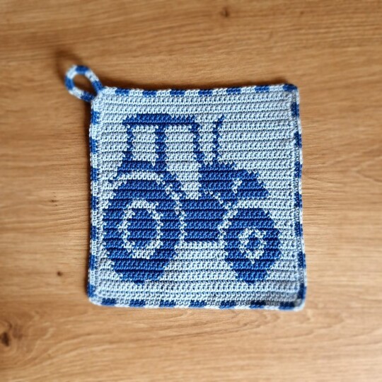 Häkelanleitung Topflappen "Traktor"