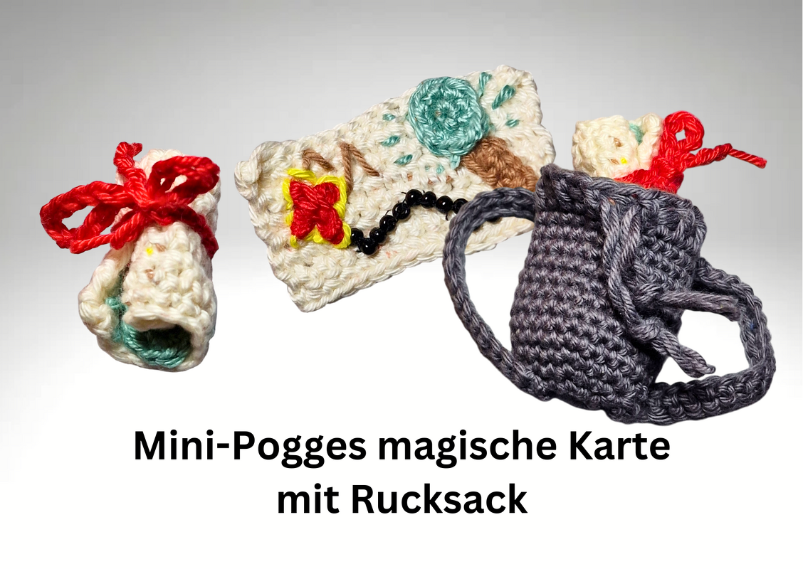Mini-Pogges Abenteuer-Set – Magische Karte & kleiner Rucksack zum Häkeln