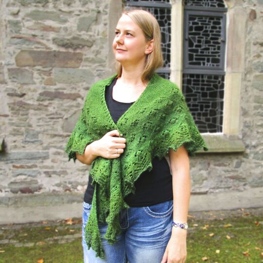 Spring Flowers Shawl, Lace Shawl with Flowers and Nupps