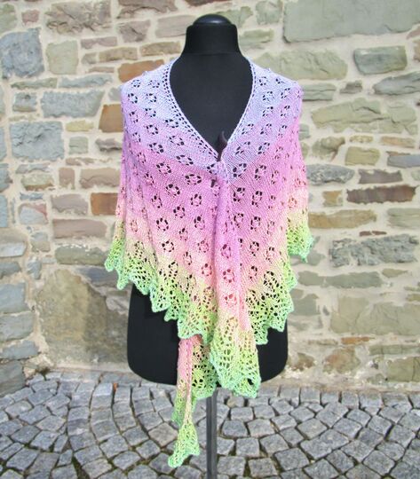 Spring Flowers Shawl, Lace Shawl with Flowers and Nupps