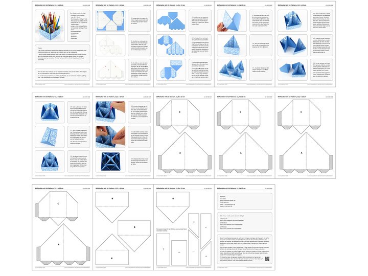 Stiftehalter mit 16 Fächern – Bastelanleitung und Vorlagen