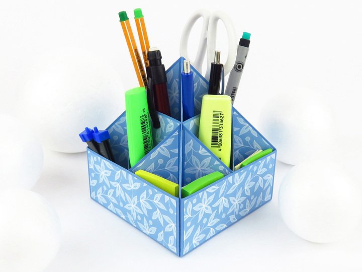 Stiftehalter mit 16 Fächern – Bastelanleitung und Vorlagen