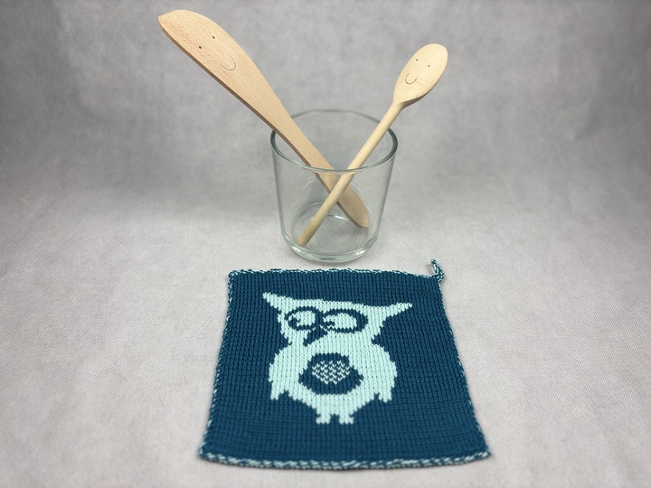 Potholder Owl Eugenia – Double Knitting Instructions