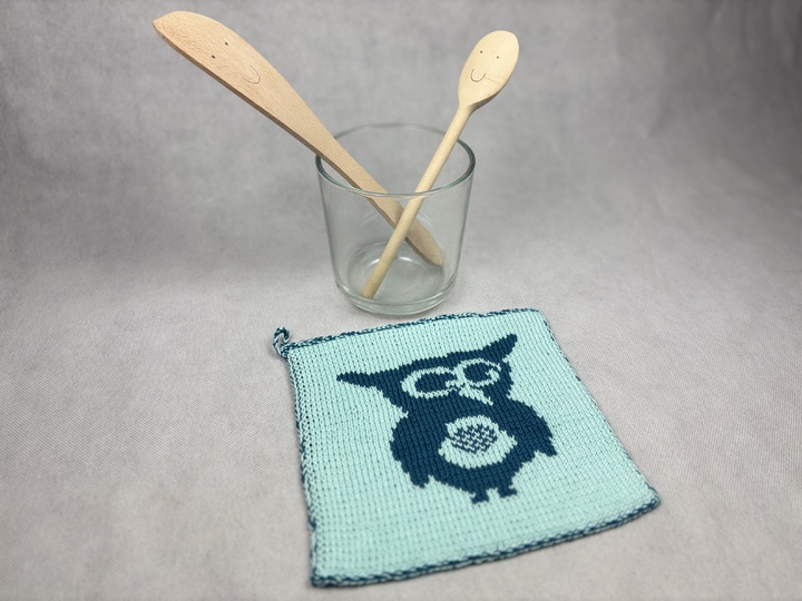 Potholder Owl Eugenia – Double Knitting Instructions