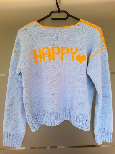 Pullover mit Sonnenmotiv Größe 36 bis 42 , Strickanleitung