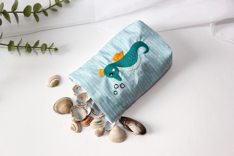 Stickdatei Seepferdchen doodle Applikation Vollstickdatei