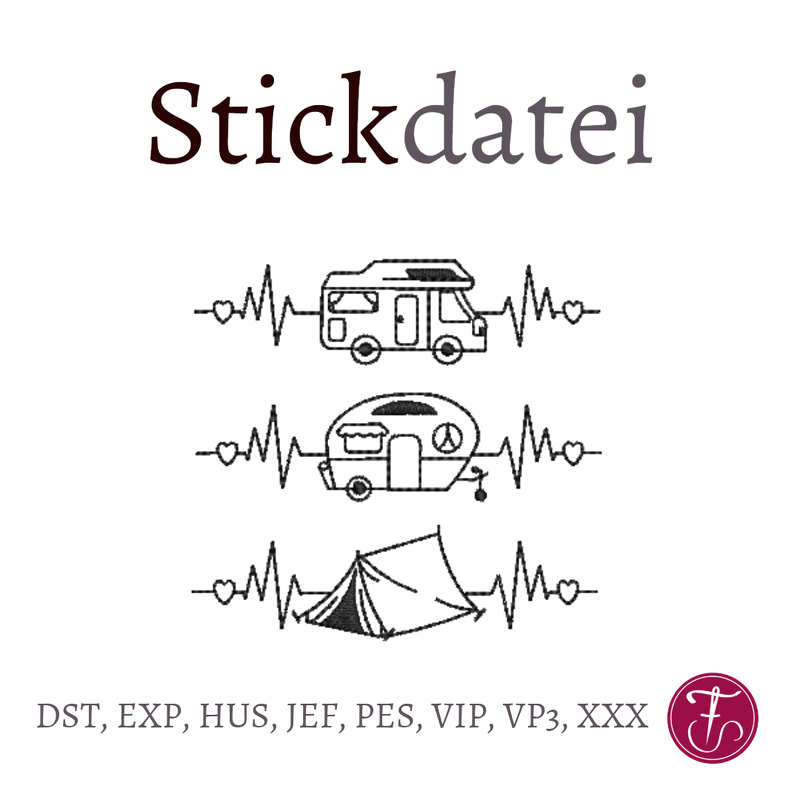 Stickdatei Camping Herzlinie Wohnwagen Wohnmobil Zelt