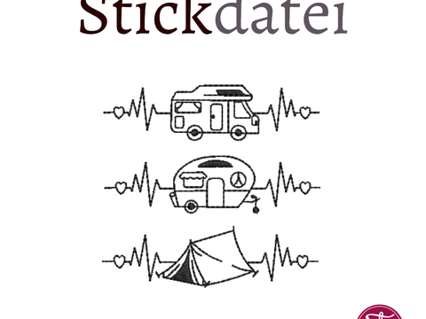 Stickdatei Camping Herzlinie Wohnwagen Wohnmobil Zelt