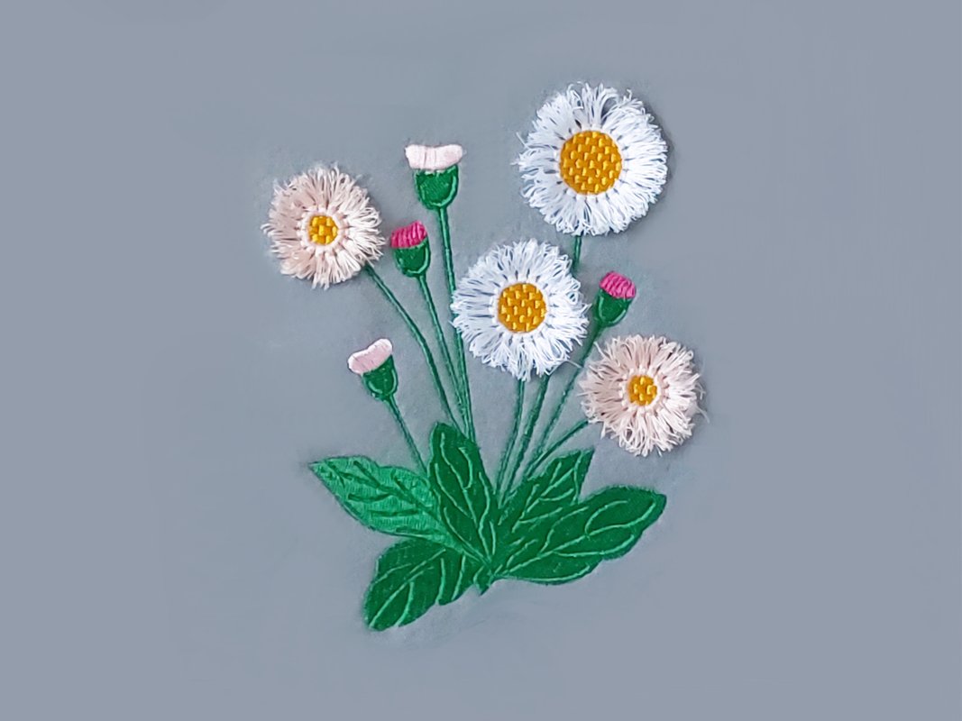 Stickdatei Gänseblümchen Fransen, Daisy, Rahmen 13x18 cm (4.94 x 6.11'')