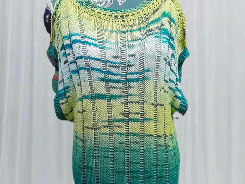 Luftig-leichte Tunika im Fallmaschenmuster, Cut-Outs und Häkelborte 38 - 48