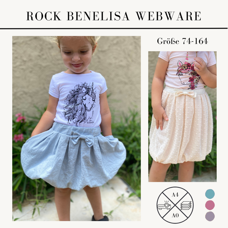 Schnittmuster Rock Benelisa aus Webware für Mädchen Gr. 74-164