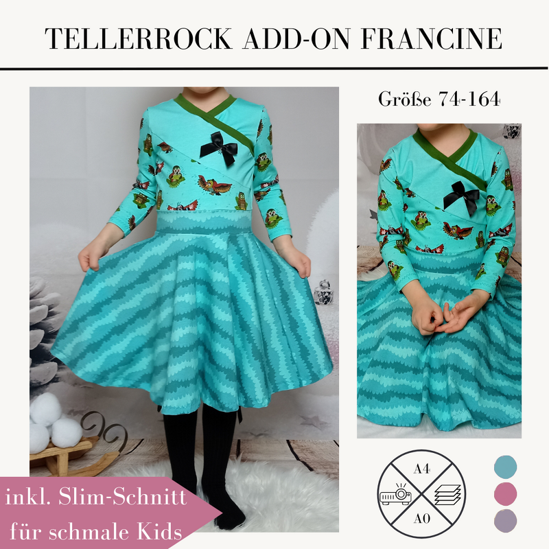 Schnittmuster Tellerrock Add-on für Kinderkleid Francine Gr. 74-164