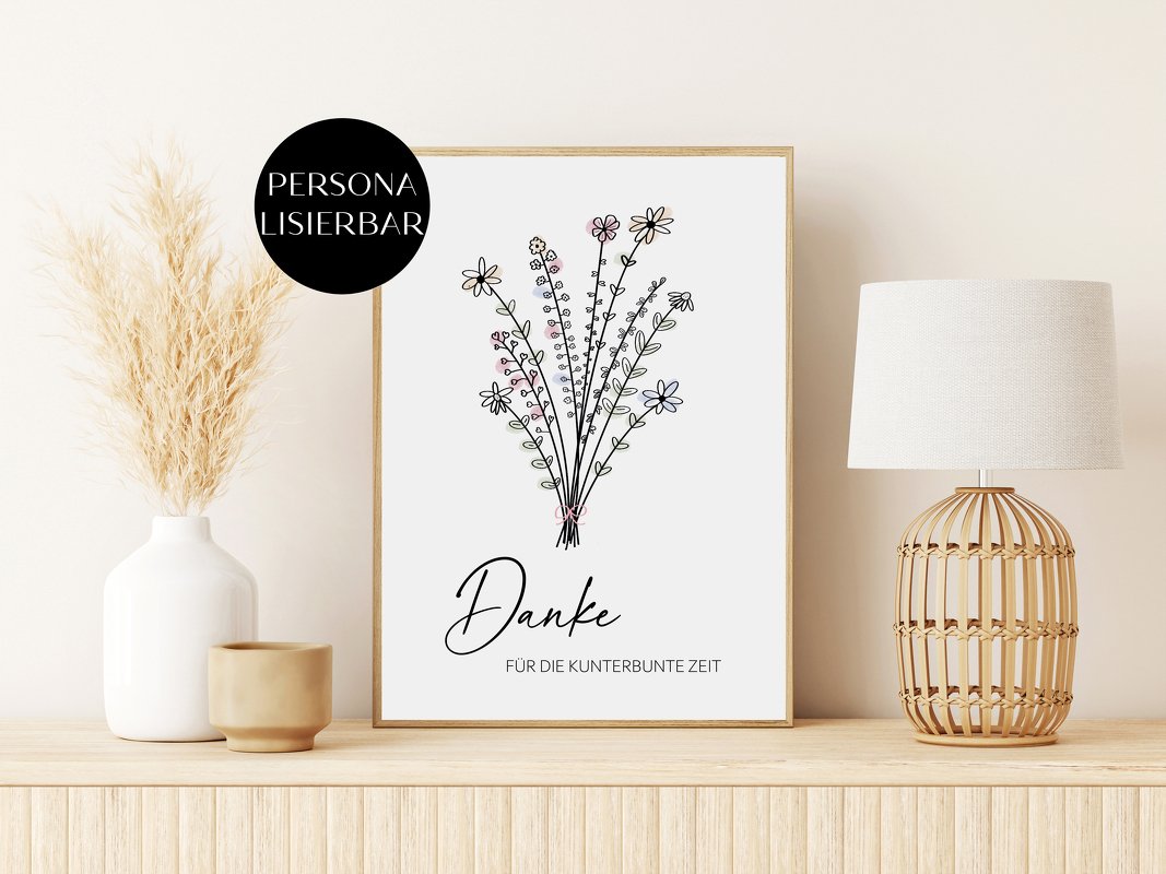Poster FINGERABDRÜCKE Abschied Kita Schule Abschiedsgeschenk BLUMENSTRAUß - Bild 6