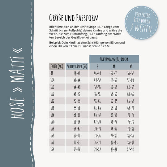 HOSE "MATTI" | Schnittmuster und Anleitung | 3 Weiten | Gr. 98-164