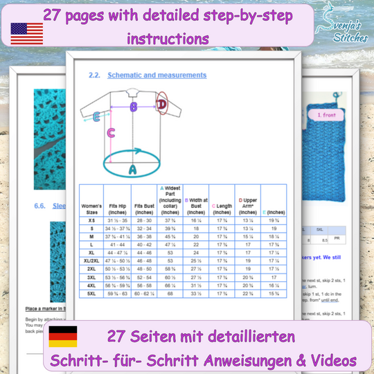 Crochet Cardigan Pattern "Lace Muschel" | Shell Stitch | All Sizes XS-5XL