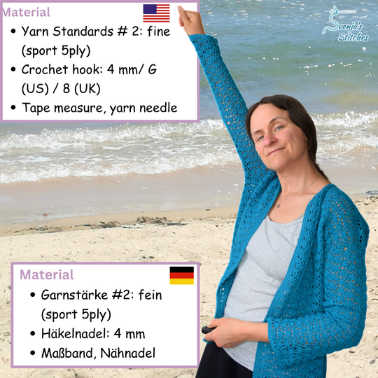 Häkeljacke Anleitung "Lace Muschel Cardigan" häkeln | alle Größen XS- 5XL