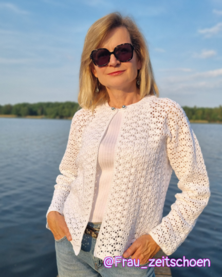 Häkeljacke Anleitung "Lace Muschel Cardigan" häkeln | alle Größen XS- 5XL