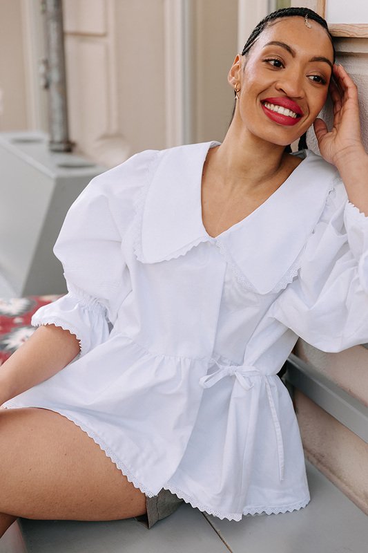 Wrap Blouse Sewing Pattern Ladies XS-XXXL with Peter Pan collar and Puff - Image 8