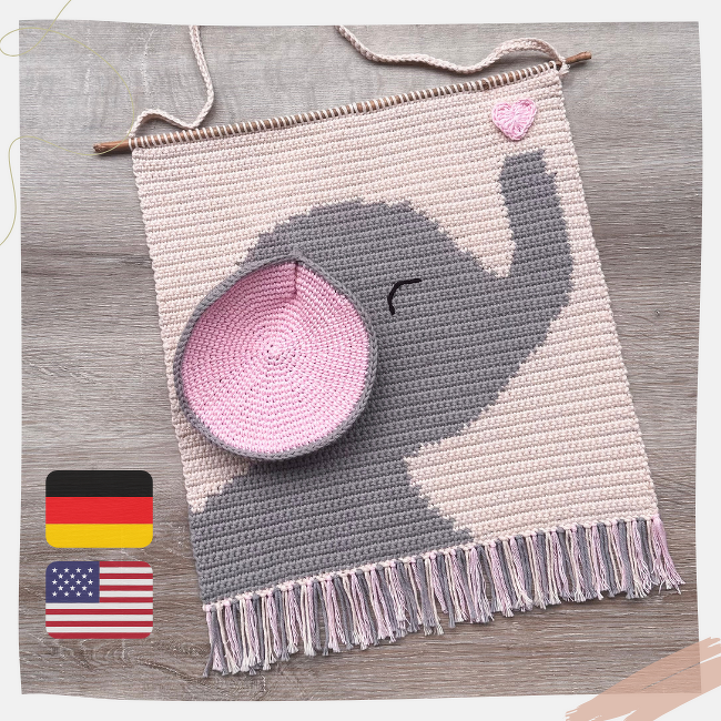 Wall Hanging Elephant - Crochet pattern | German & English