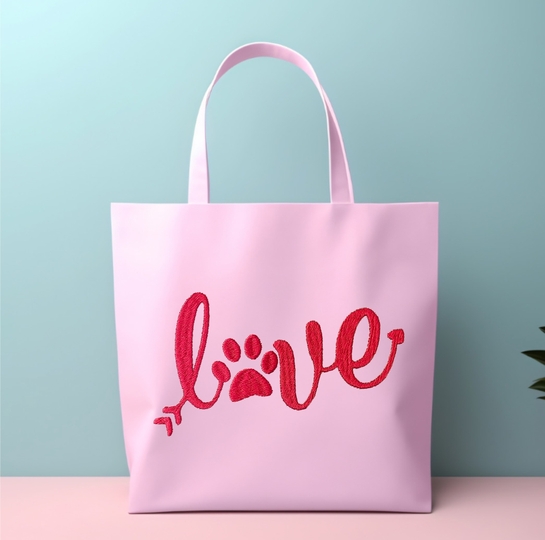 Stickdatei LOVE mit Hundepfote in 6 Größen, Maschinenstickdatei