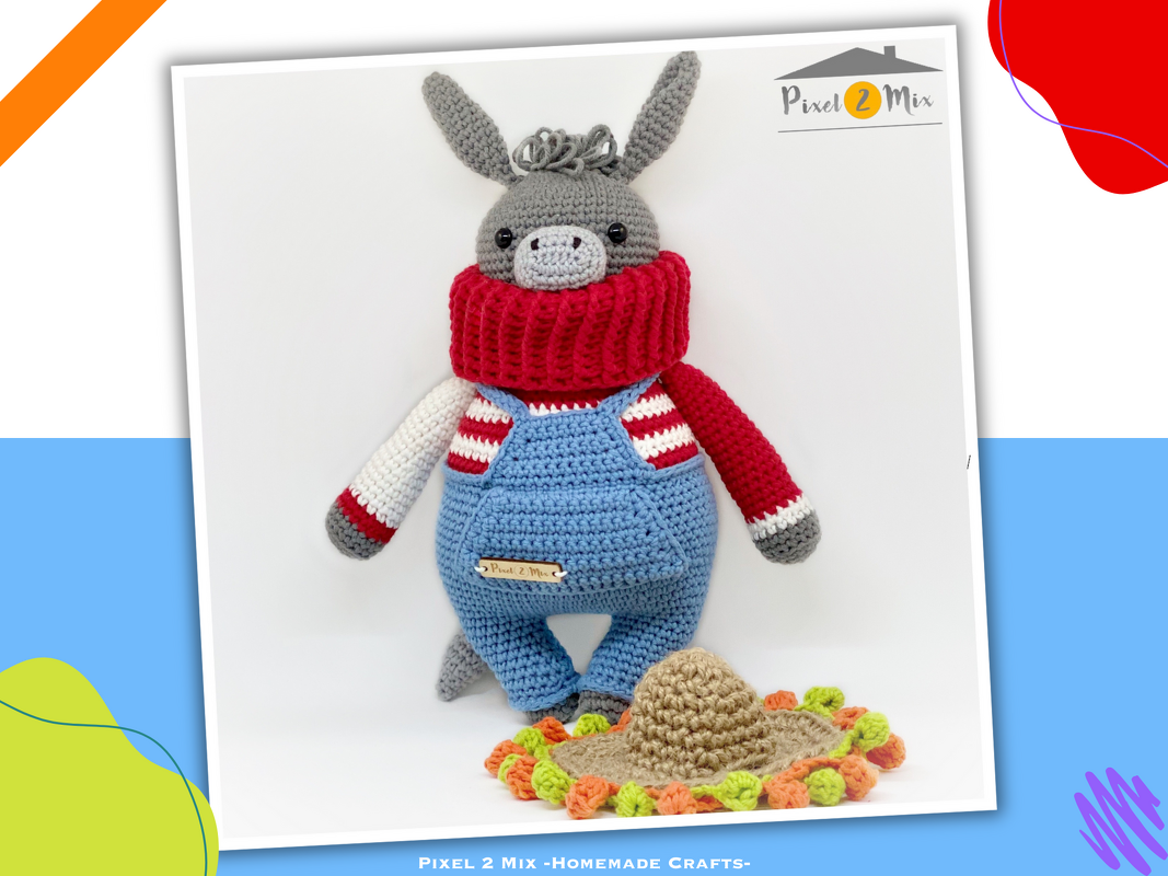 Donald Donkey Crochet Pattern / Crochet Pattern Donkey with Straw Hat - Image 5
