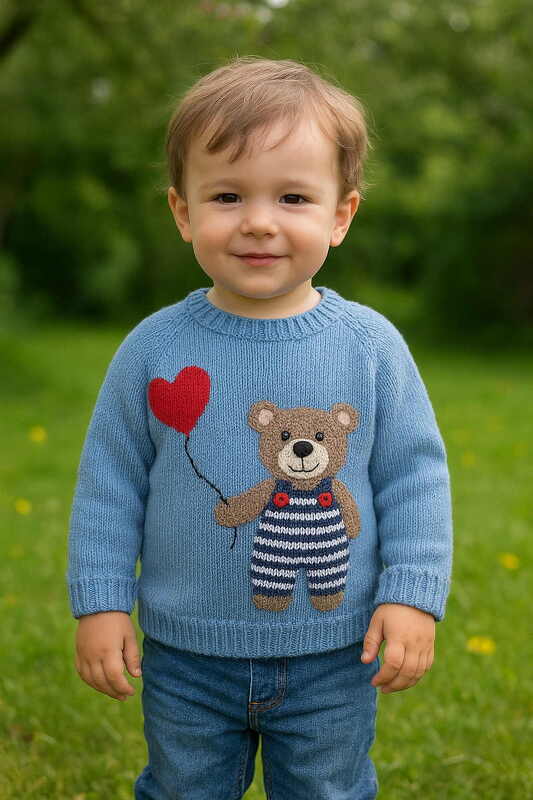Pullover - RVO mit Teddybär Applikation - in 2 Größen - Bild 6