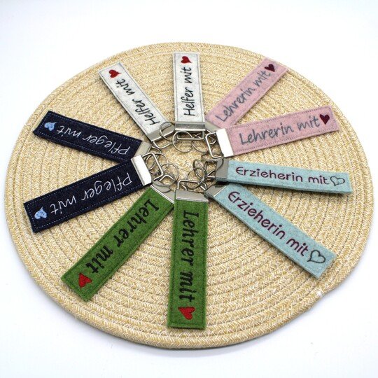 Stickdatei ITH Schlüsselanhänger Lehrer Kollegen Helfer Pfleger Erzieher