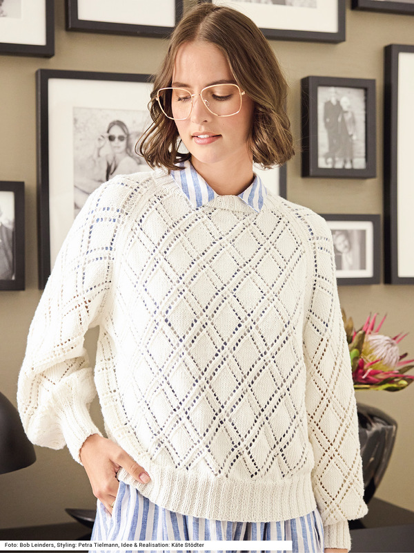 Pulli im Ajour-Rautenmuster