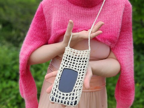 Häkelanleitung Handytasche mit Sichtfenster |Modisches Netzmuster