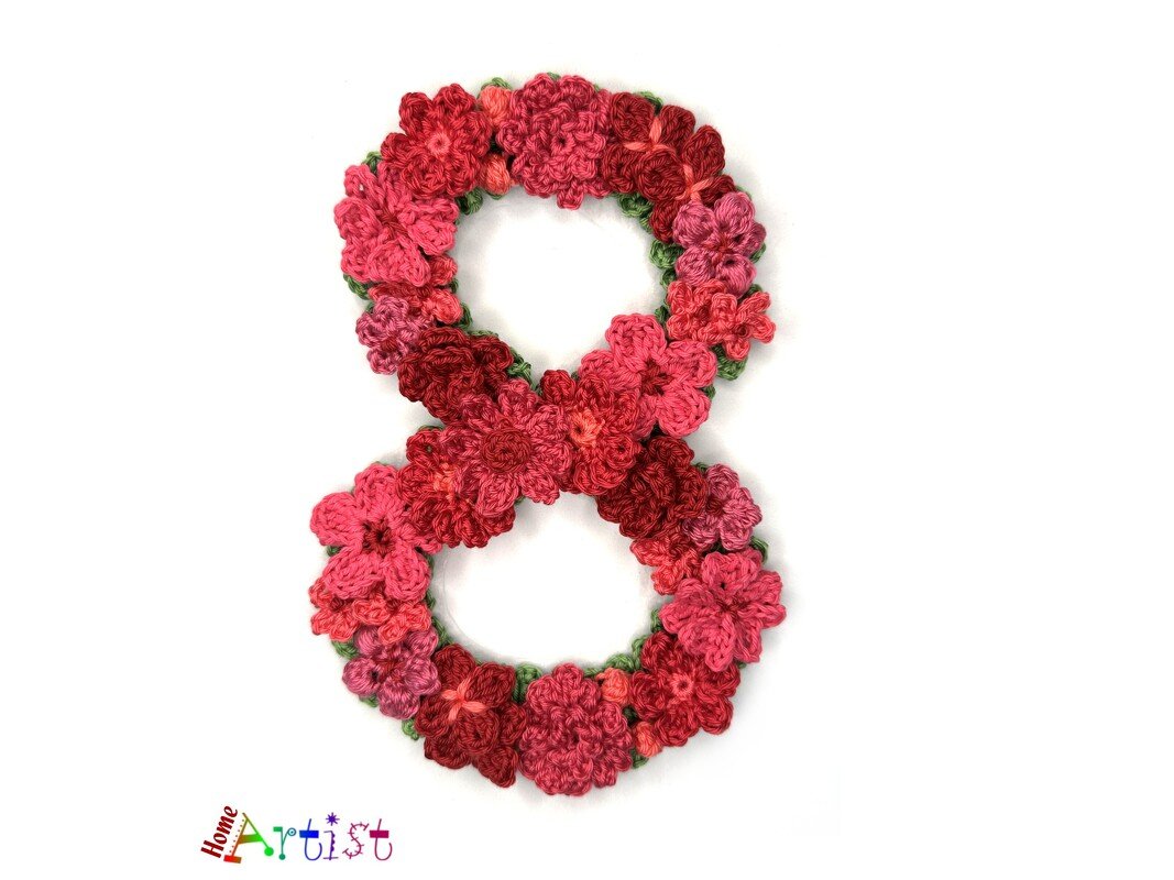 Flower Number 8 crochet pattern applique - Image 2