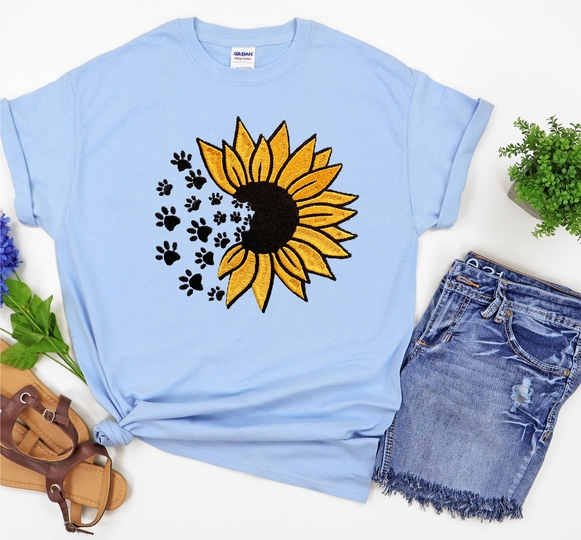 Stickdatei Sonnenblume mit Hundepfoten in 6 Größen, Maschinenstickdatei