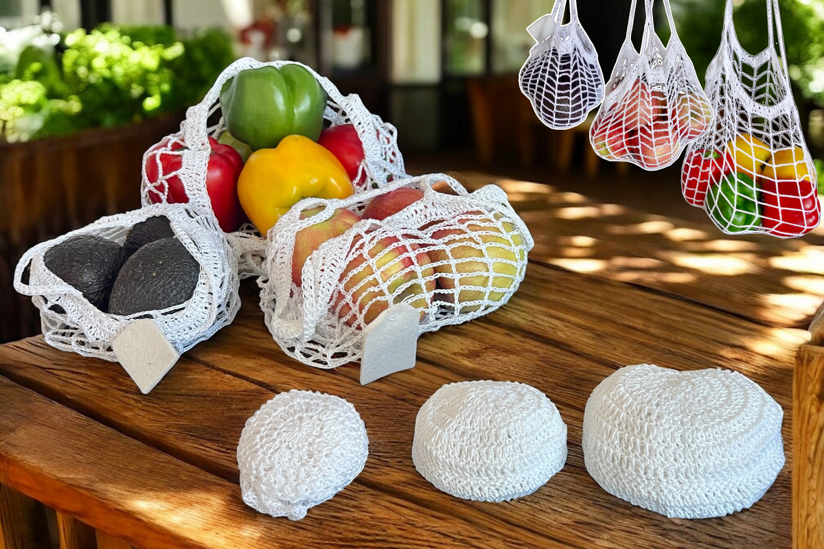 Obst- und Gemüsenetz mit cleveren Extra - Häkelanleitung