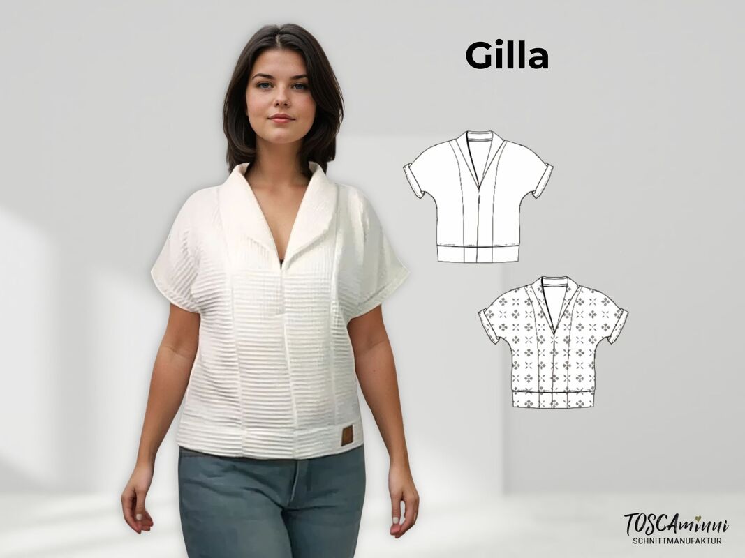 Schnittmuster Bluse Gilla | kurzarm mit Kragen | Leinenbluse