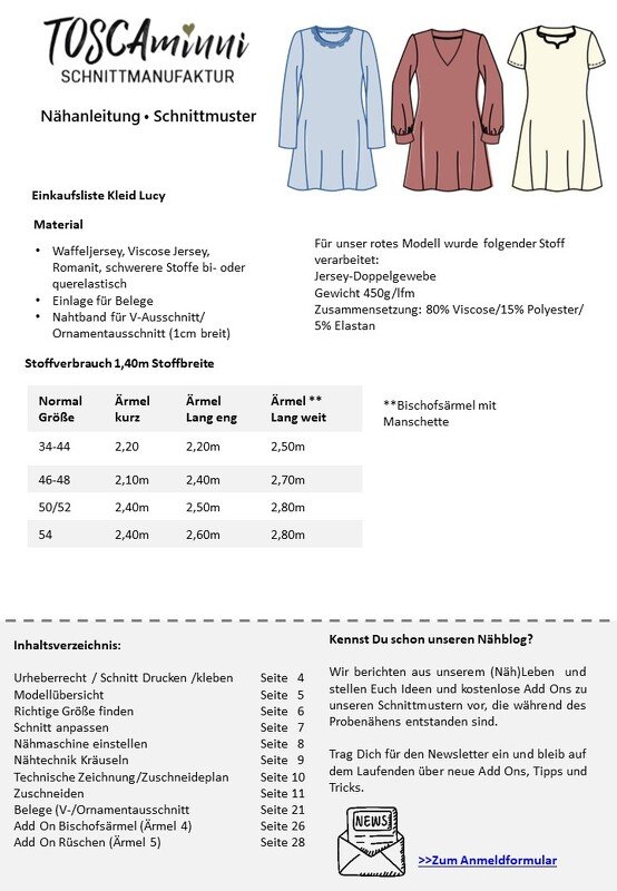 Schnittmuster Kleid Lucy Gr. 34-54 Damenkleid A-Linie mit Ärmelvarianten - Bild 10