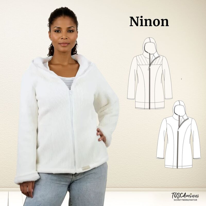 Schnittmuster Sweatjacke Ninon Gr. 34-54 + Video | Damenjacke Nähanleitung