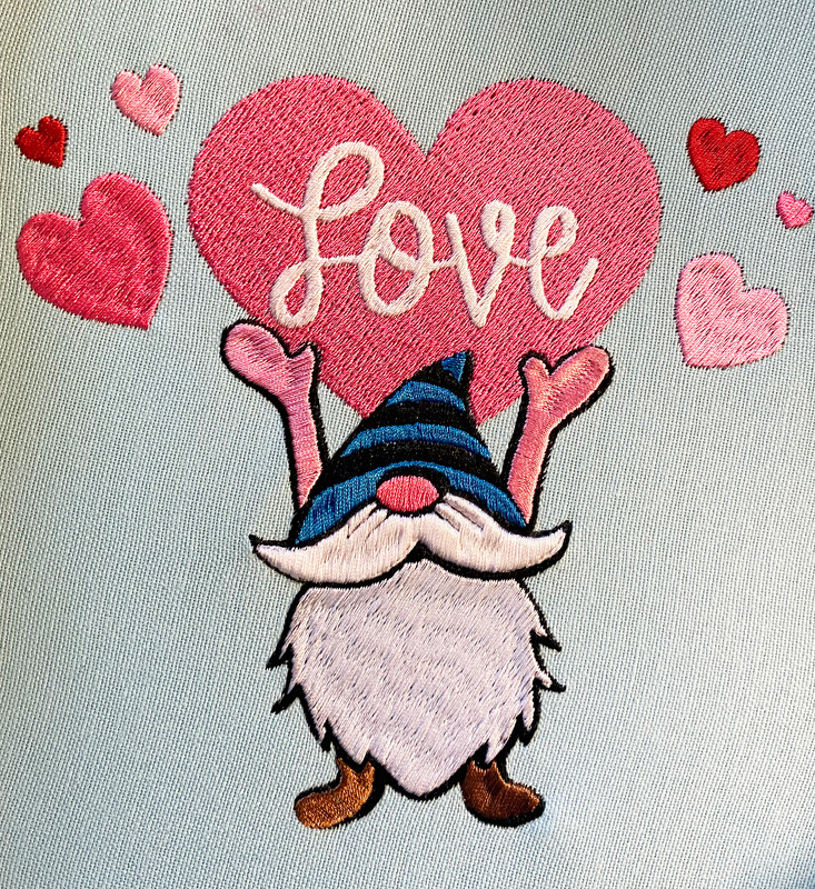 Stickdatei Love Gnom in 6 Größen, Maschinenstickdatei