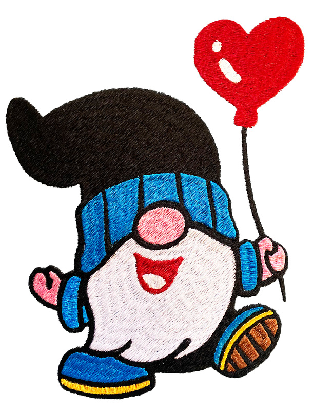 Stickdatei Gnom mit Herzballon in 6 Größen, Maschinenstickdatei