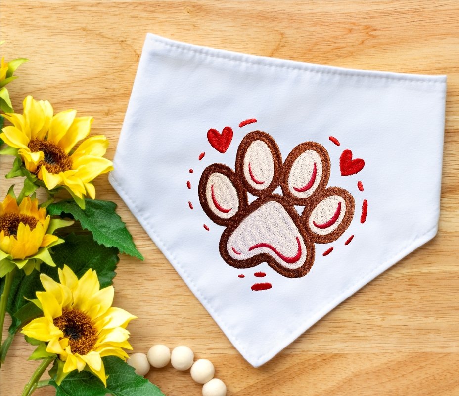 Stickdatei Hunde Pfote mit Herzchen in 6 Größen, Maschinenstickdatei - Bild 2