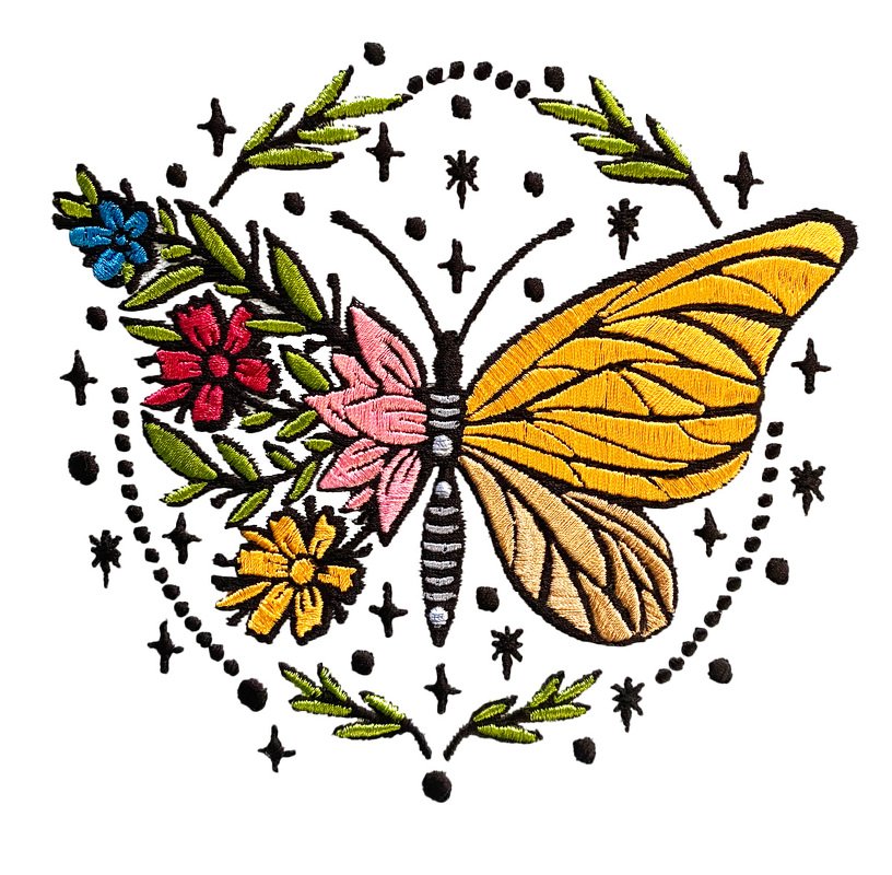 Stickdatei Schmetterling im Kreis in 6 Größen, Maschinenstickdatei