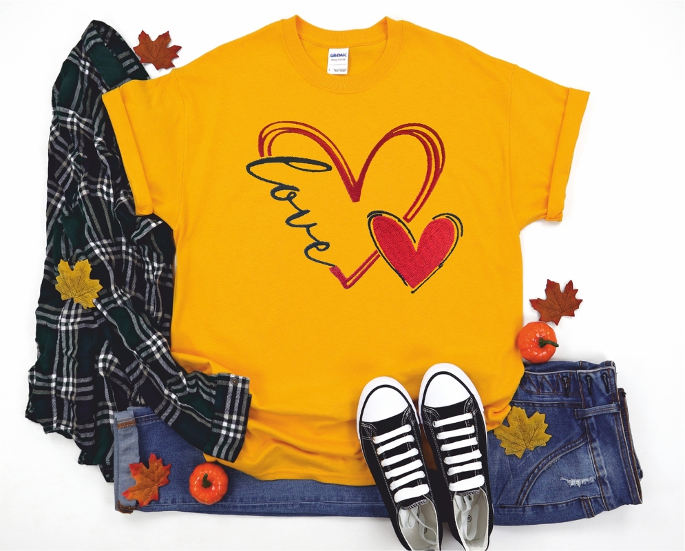 Stickdatei LOVE mit Herzen in 6 Größen, Maschinenstickdatei