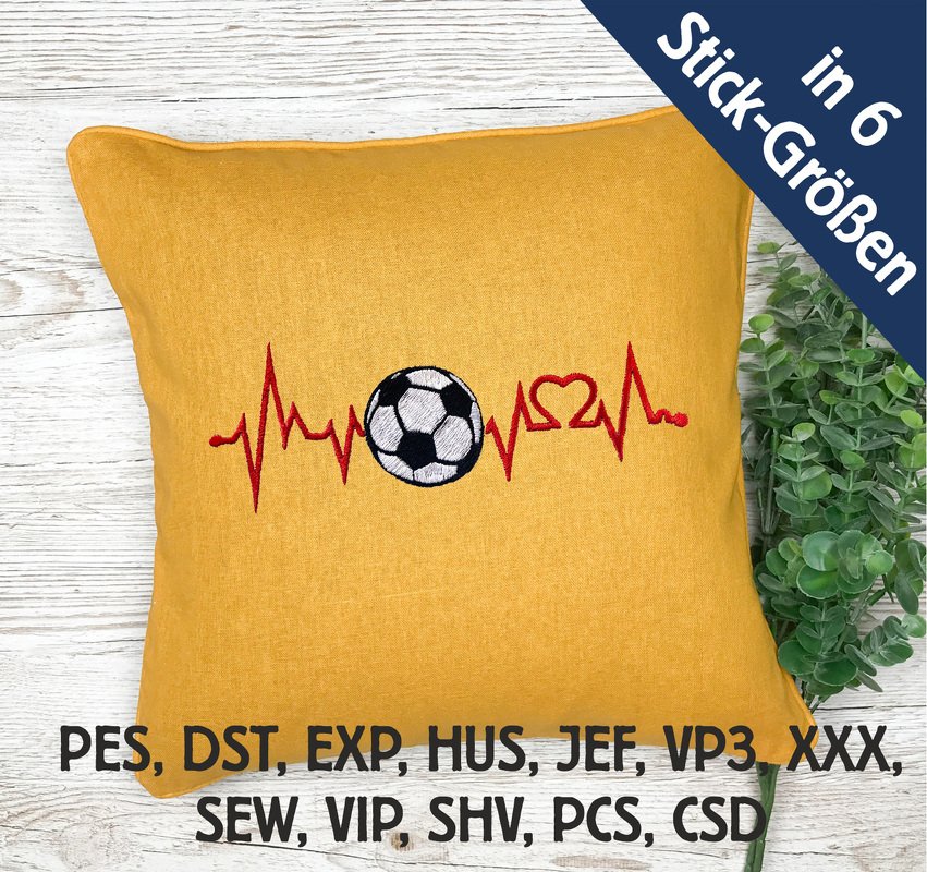 Stickdatei Sinus Fussball in 6 Größen, Maschinenstickdatei