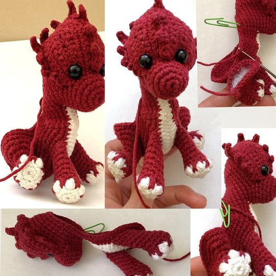Baby Dragon. No Sew crochet pattern. Intermediate