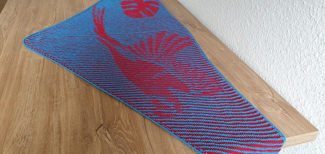 Macaw, Shadow Knitting, Illusion Knitting, Motif Shawl