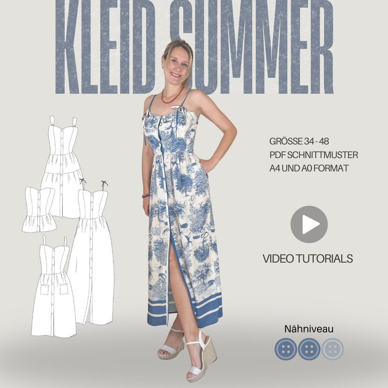 Schnittmuster Kleid Summer – mit Knopfleiste &amp; Taschen | Gr. 34–48 (PDF)